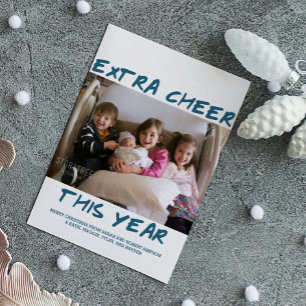 Trendy Extra Cheer This Year Photo Card Blue