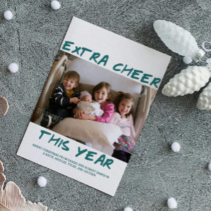 Trendy Extra Cheer This Year Photo Card   Teal