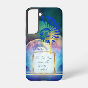 Trendy Faith Blue Mauve Nautilus Gold Cross Samsung Galaxy Case