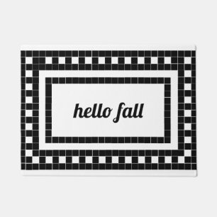 Trendy Fall Black and White Tile Design  Doormat