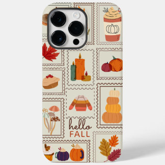 Trendy Fall Doodle Autumn Postage Stamp Custom Case-Mate iPhone 14 Pro Max Case