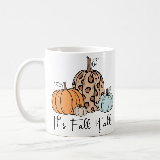 Trendy Fall Pumpkin | “It’s Fall Y’all” Quote Coffee Mug (Left)