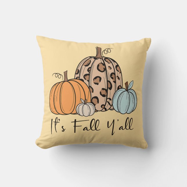 Trendy Fall Pumpkin | “It’s Fall Y’all” Quote Cushion (Front)