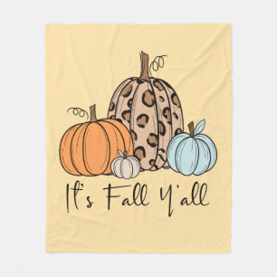 Trendy Fall Pumpkin “It’s Fall Y’all” Quote Fleece Blanket