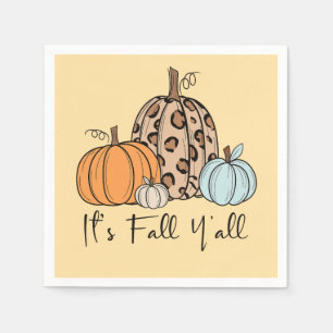 Trendy Fall Pumpkin   “It’s Fall Y’all” Quote Napkin