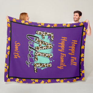 Trendy Fall Purple Tiger Fleece Blanket