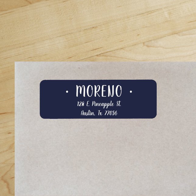 Trendy | Family | Midnight Blue | Return Address ("Everyday is abundantly beautiful." 
Sincerely Best Wishes from Lucky Design World)