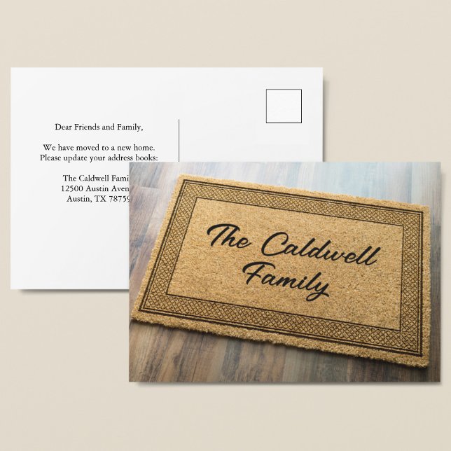 Trendy Family Name Front Doormat Custom Moving Postcard (Creator Uploaded)