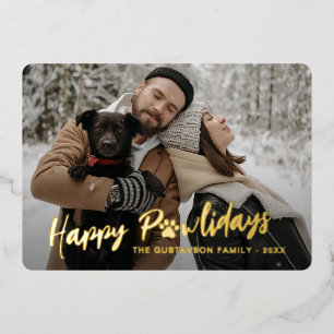 Trendy Family Photograph with Pet Paw Print Gold