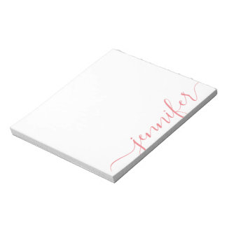 Trendy Fancy Script Name, Personalised Pink Notepad