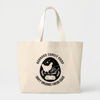 Trendy Farmhouse Organic Fresh Eggs Chicken Gift  Large Tote Bag