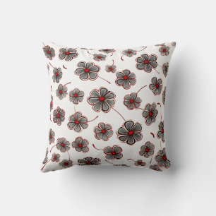 Trendy Farmhouse Stylish Girly Floral Red Grey Cushion
