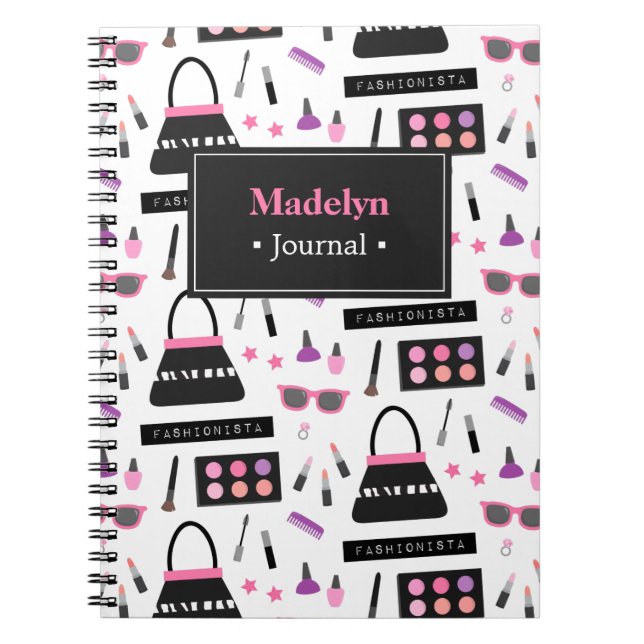 Trendy Fashion Fashionista Makeup Girls Notebook (Front)