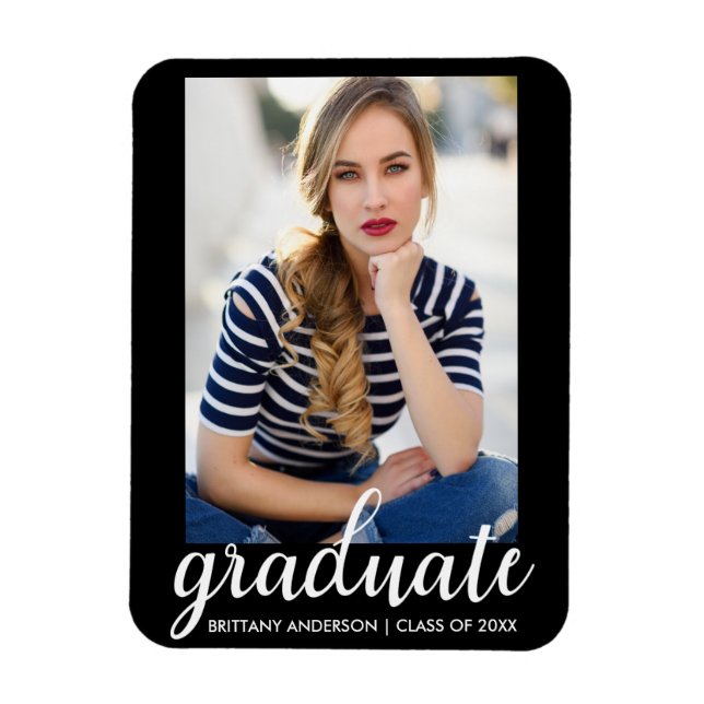 Trendy Fashion Graduation Photo Announcement Magnet (Vertical)