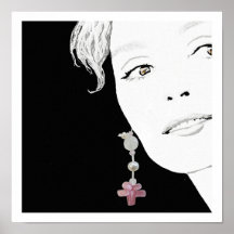 Trendy fashion illustration girl in pearl earring 