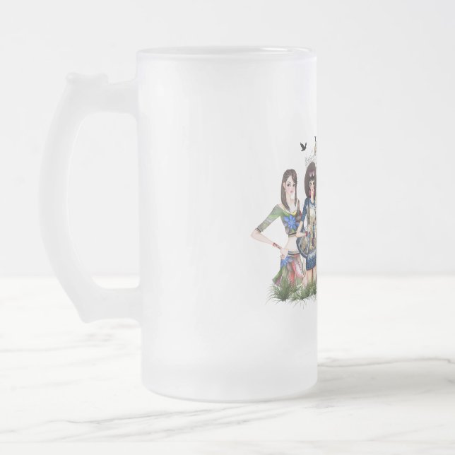 Trendy Fashion Models Frosted Glass Beer Mug (Left)