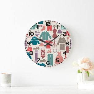 Trendy Fashion Pattern Stylish Clothing Graphic Large Clock