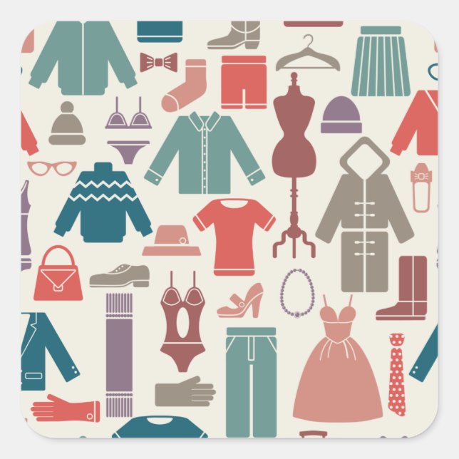 Trendy Fashion Pattern Stylish Clothing Graphic  Square Sticker (Front)