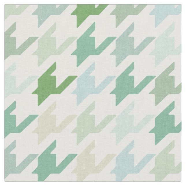 Trendy fashion shades of green houndstooth pattern fabric (Close Up)