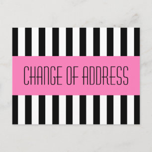 Trendy fashionable pink new address moving announcement postcard