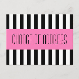 Trendy fashionable pink new address moving announcement postcard
