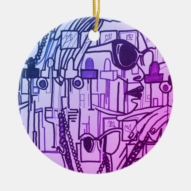 Trendy Fashionista Vogue Christmas Decor Purple Ceramic Tree Decoration (Front)