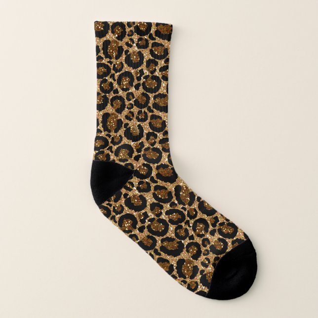 Trendy Faux Glitter Leopard Print Pattern Socks (Right Outside)