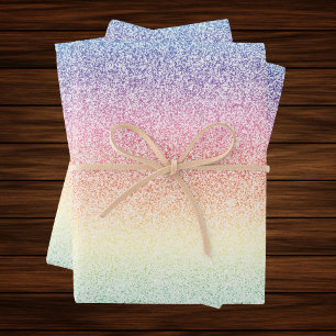 Trendy Faux Glitter Rainbow Ombre Elegant 5x7 Wrapping Paper Sheet