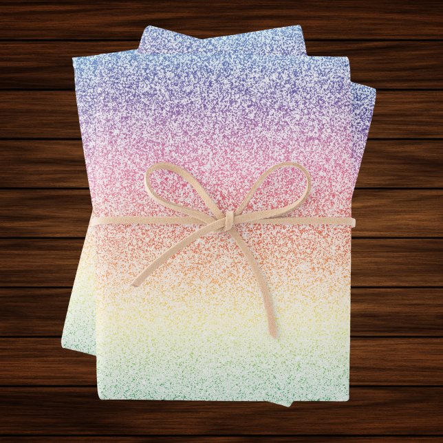 Trendy Faux Glitter Rainbow Ombre Elegant 5x7 Wrapping Paper Sheet (Creator Uploaded)