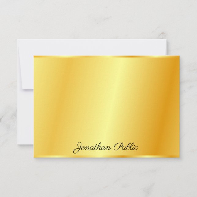 Trendy Faux Gold Custom Handwritten Script Name Card (Front)