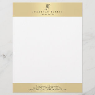 Trendy Faux Gold Elegant Monogram Template Glamour Custom Letterhead
