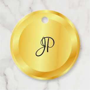 Trendy Faux Gold Metallic Look Monogram Elegant Favour Tags
