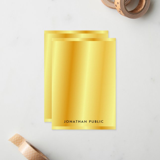 Trendy Faux Gold Metallic Look Template Custom (Front/Back In Situ)