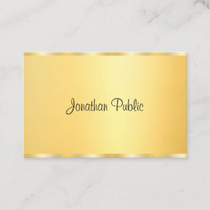 Trendy Faux Gold Modern Calligraphy Script Business Card