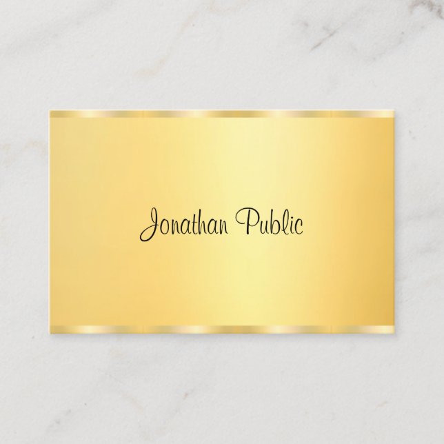 Trendy Faux Gold Modern Calligraphy Script Business Card (Front)