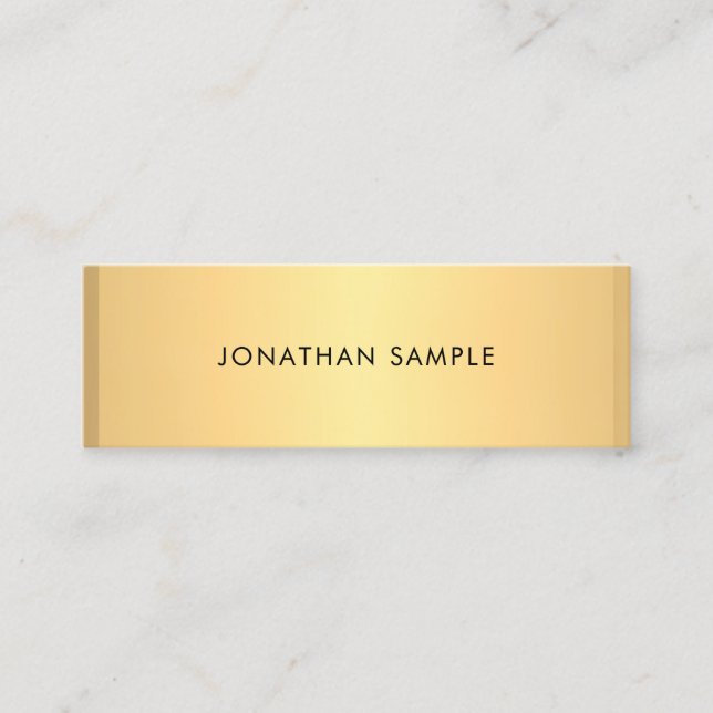 Trendy Faux Gold Modern Simple Template Elegant Mini Business Card (Front)