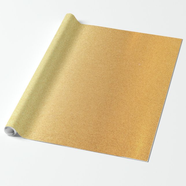 Trendy Faux Gold Shiny Modern Golden Glossy Wrapping Paper (Unrolled)
