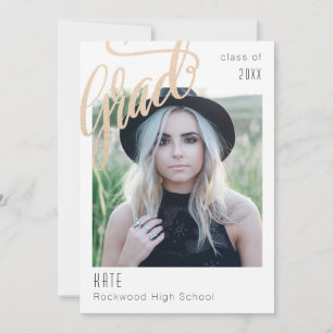 Trendy Faux Gold Sparkle Grad Announcement/invite Invitation