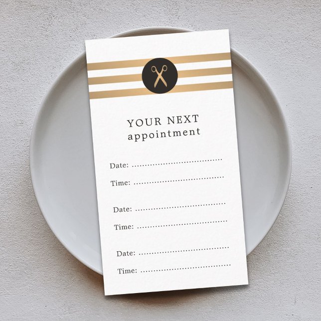 Trendy Faux Gold Stripes Hair Appointment Card (Creator Uploaded)