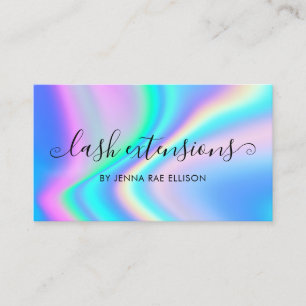 Trendy Faux Holographic Lash Aftercare Instruction Business Card