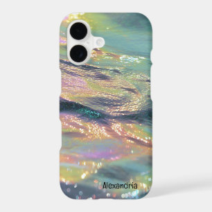 Trendy Faux Holographic Waves Opal iPhone Case