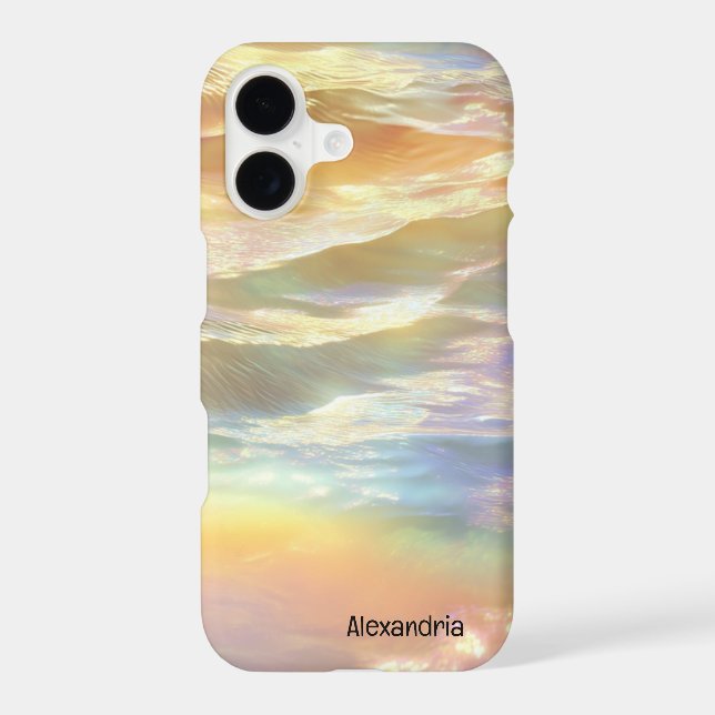 Trendy Faux Holographic Waves Opal iPhone Case (Back)