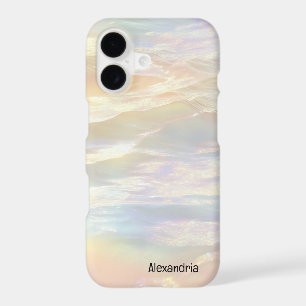 Trendy Faux Holographic Waves Opal iPhone Case