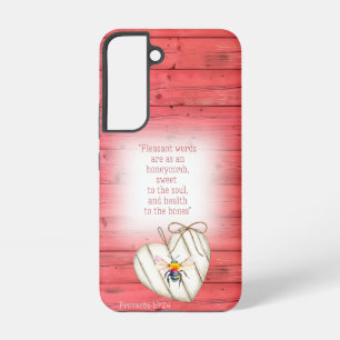 Trendy Faux Red Wood Heart Rainbow Bee Faith Samsung Galaxy Case