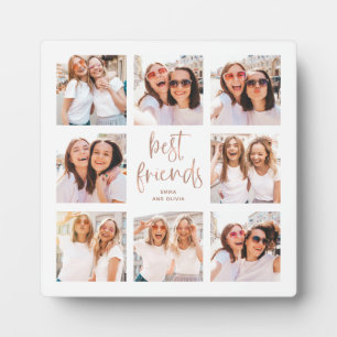 Trendy Faux Rose Gold Script   Best Friends Photo Plaque