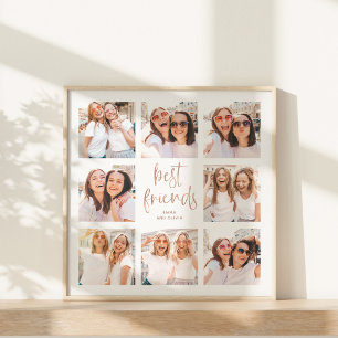 Trendy Faux Rose Gold Script   Best Friends Photo Poster