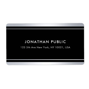 Trendy Faux Silver Black Modern Glamour Shipping