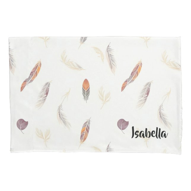Trendy Feathers Luxury Boho Collection Pillowcase (Front)