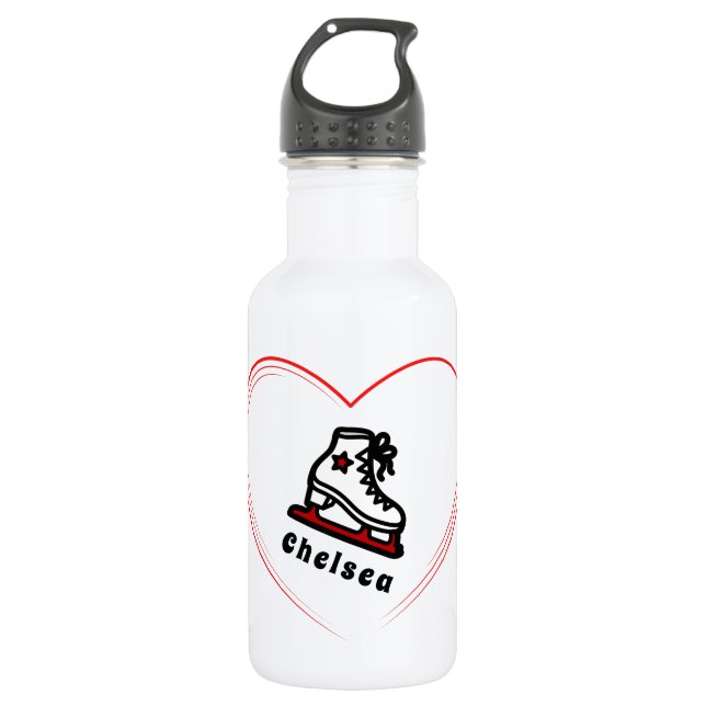 Trendy Figure Skating Girl Skates Personalised Red 532 Ml Water Bottle (Front)
