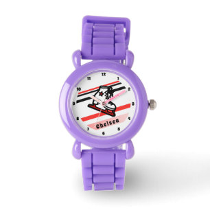 Trendy Figure Skating Girl Skates Personalised Red Watch